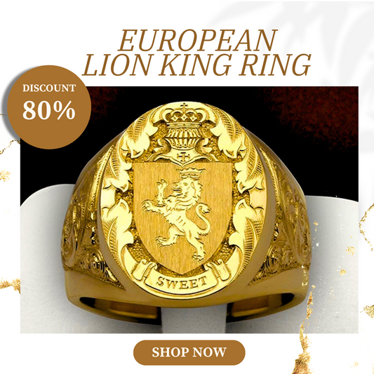 24K LUXURY EUROPEAN LION KING GOLD RING