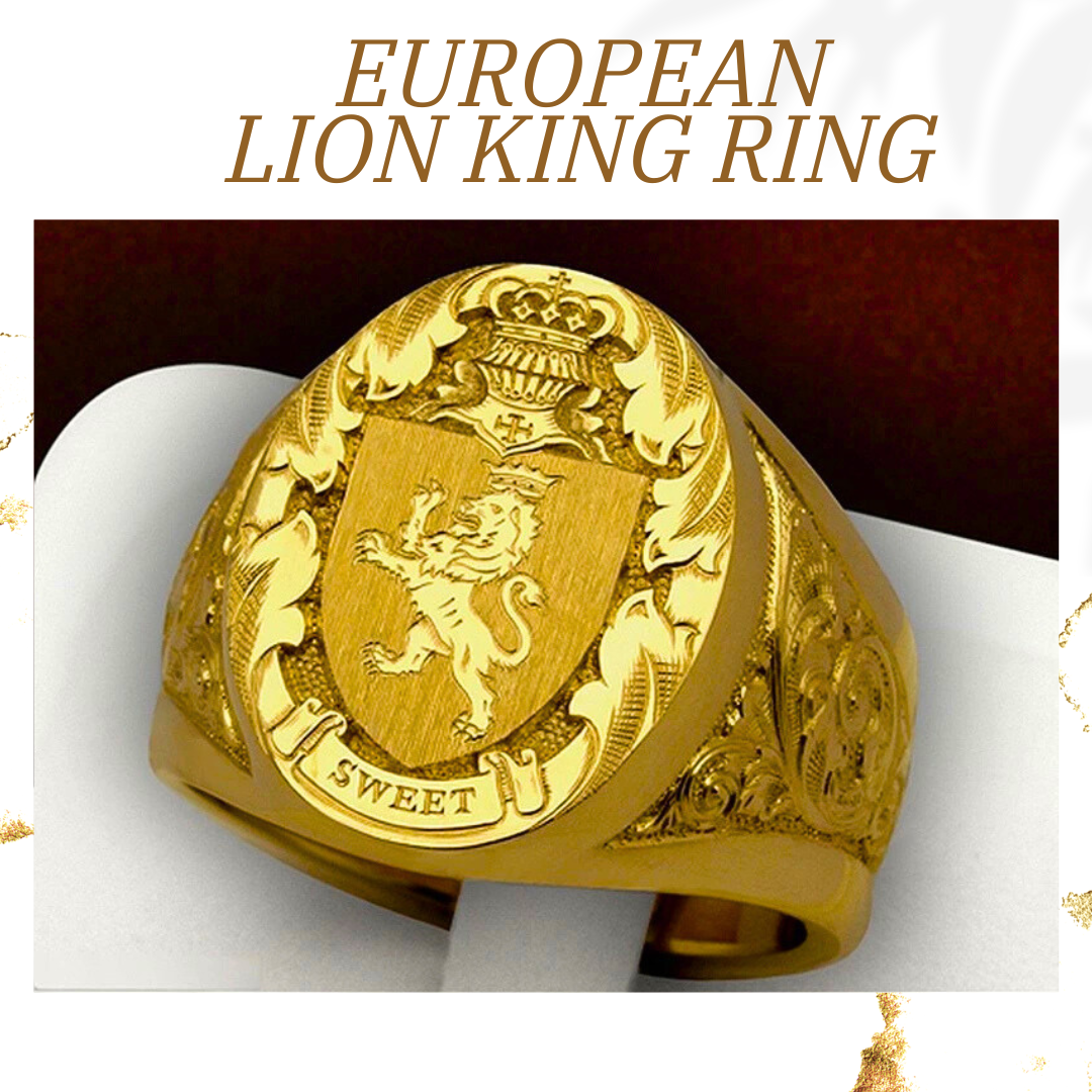 24K LUXURY EUROPEAN LION KING GOLD RING